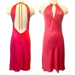 Y2K Victoria’s Secret 100% Silk Red Bias Cut Vintage Halter Keyhole Slip Dress M